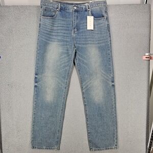 Mnml Jeans Mens 40x34 Blue Skinny Everyday Denim Vintage Wash Straight Cotton